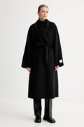 Calvin Klein płaszcz z dodatkiem wełny kolor czarny LV040WL571