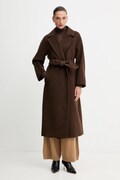 Weekend Max Mara płaszcz z dodatkiem wełny TEMPERA kolor brązowy 2525016082600