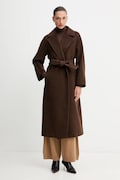 Kabát s příměsí vlny Weekend Max Mara TEMPERA hnědá barva, 2525016082600