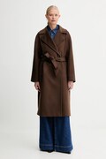 Weekend Max Mara płaszcz wełniany RESINA kolor brązowy 2525016102600
