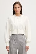 Calvin Klein Jeans bluza damska kolor beżowy z kapturem gładka LV047C247G