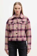 Tommy Jeans jachetă din amestec de lână culoarea roz, de tranziție, oversize, DW0DW21662