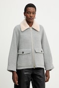 Marella jachetă de lână culoarea gri, de tranzitie, oversize, 2523086011200