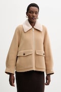 Marella jachetă de lână culoarea bej, de tranzitie, oversize, 2523086011200