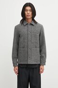 Vlnená bunda A.P.C. veste emile logo šedá farba, prechodná, WVBEH.H32029