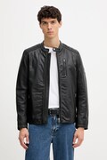 Δερμάτινο μπουφάν Pepe Jeans χρώμα: μαύρο, PM4027178