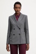 Vlnené sako Weekend Max Mara ORNATI šedá farba, dvojradové, jednofarebné, 2525046012600