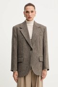 Weekend Max Mara marynarka wełniana TRONTO kolor brązowy jednorzędowa melanżowa 2525046042600