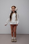 Coccodrillo legginsy dziecięce kolor beżowy gładkie WINTER COSY GRIL KIDS