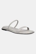 Calvin Klein klapki skórzane FLAT SANDAL SQUARED 2-BAR LTH damskie kolor szary HW0HW02532