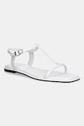 Шкіряні сандалі Calvin Klein FLAT SANDAL SQUARED BUCKLE LTH колір білий HW0HW02556