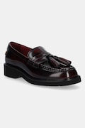 Tommy Hilfiger mocassini in pelle TASSEL SQUARISH TOE LTHR LOAFER donna colore granata FW0FW08749