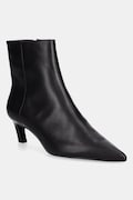 Calvin Klein cizme de piele ESS KITTEN HEEL ANKLE BOOT culoarea maro, cu toc cui, HW0HW02586