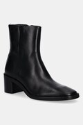 Calvin Klein botki skórzane BLOCK HEEL ZIP BOOT LTH damskie kolor czarny na słupku HW0HW02593