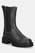 Calvin Klein bőr bokacsizma CHUNKY HIGH CHELSEA zöld, lapos talpú, YW0YW01909