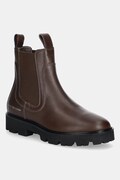 Tommy Hilfiger sztyblety skórzane TH LTHR LOW CHELSEA damskie kolor brązowy na płaskim obcasie FW0FW08775