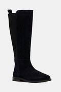 Tommy Hilfiger kozaki zamszowe FLAG SUEDE LONG BOOT damskie kolor granatowy na płaskim obcasie FW0FW08779