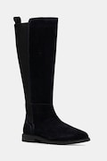 Замшеві чоботи Tommy Hilfiger FLAG SUEDE LONG BOOT колір синій на плоскому ходу FW0FW08779