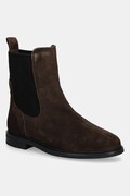 Tommy Hilfiger sztyblety zamszowe FLAG SUEDE CHELSEA BOOT damskie kolor brązowy na płaskim obcasie FW0FW08780