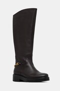 Tommy Hilfiger kozaki skórzane TH HORSEBIT RIDING LONG BOOT damskie kolor brązowy na płaskim obcasie FW0FW08863