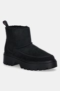 Замшеві черевики Tommy Hilfiger REAL SHEARLING PULLON колір чорний на плоскому підборі утеплені FW0FW08997