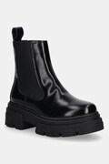 Tommy Hilfiger sztyblety skórzane TH SHINY LEATHER CHELSEA damskie kolor czarny na platformie lekko ocieplone FW0FW09042