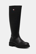Tommy Jeans kozaki TJW STRETCHY LONG SHAFT damskie kolor czarny na płaskim obcasie EN0EN02828