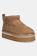Tommy Jeans cizme de zăpadă din piele întoarsă TJW FLATFORM SNOW BOOT SUEDE culoarea bej, EN0EN02841