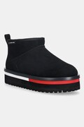 Tommy Jeans śniegowce zamszowe TJW FLATFORM SNOW BOOT SUEDE kolor czarny EN0EN02841