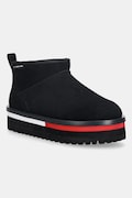 Tommy Jeans cizme de zăpadă din piele întoarsă TJW FLATFORM SNOW BOOT SUEDE culoarea negru, EN0EN02841
