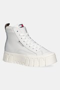 Tommy Jeans sneakersy skórzane TJW VULC FLATFORM LEOPARD damskie kolor beżowy EN0EN02858