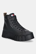 Tommy Jeans sneakersy skórzane TJW VULC FLATFORM LEOPARD damskie kolor czarny EN0EN02858