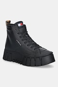 Tommy Jeans sneakersy skórzane TJW VULC FLATFORM LEOPARD damskie kolor czarny EN0EN02858