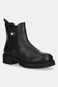 Tommy Jeans sztyblety TJW CHELSEA LEATHER BOOT damskie kolor czarny na płaskim obcasie EN0EN02825