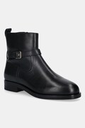 Usnjeni gležnarji Tommy Hilfiger TH BUCKLE RIDING LEATHER BOOTIE ženski, črna barva, FW0FW08781