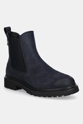 Tommy Hilfiger sztyblety nubukowe TH NUBUCK CLEATED CHELSEA damskie kolor granatowy na platformie FW0FW09041