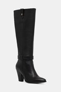 Δερμάτινες μπότες Tommy Hilfiger TH T-STRAP LTHR POINTY LONG BOOT γυναικεία, χρώμα: μαύρο, FW0FW08982