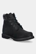 Timberland bocanci din nubuc 6In Premium Boot culoarea negru, cu toc plat, TB18658A0011
