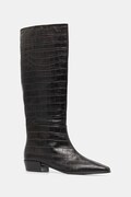Kožené kozačky Copenhagen dámské, hnědá barva, na plochém podpatku, CPH295 croco leather
