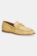 Nokwol mocasini de piele Mica culoarea galben, cu toc plat, Mica