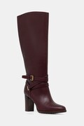Lauren Ralph Lauren kozaki skórzane Cllns Tl Hl damskie kolor bordowy na słupku 802974386003