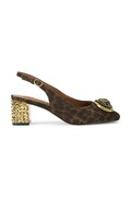 Kurt Geiger London czółenka zamszowe Chelsea Block Slingback kolor brązowy na słupku z odkrytą piętą 3415035289