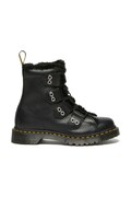 Dr. Martens workery skórzane 1460 LTT Fur Lined damskie kolor czarny na platformie lekko ocieplone DM31876001