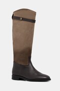 Kožené kozačky Steve Madden Novi dámské, hnědá barva, na plochém podpatku, 11004728