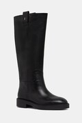 Nokwol kozaki skórzane Jose Black Leather damskie kolor czarny na płaskim obcasie Jose Black Leather