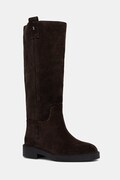 Nokwol kozaki zamszowe Jose Brown Leather damskie kolor brązowy na płaskim obcasie Jose Brown Leather