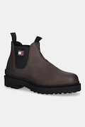 Tommy Jeans sztyblety skórzane TJM CHELSEA LEATHER WL męskie kolor brązowy EM0EM01670