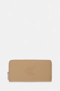 Calvin Klein portfel damski z imitacji skóry beżowy LV04F1077G