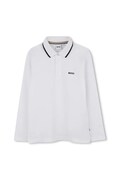 BOSS polo bawełniane niemowlęce kolor biały gładki J52330