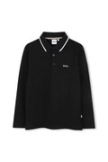 BOSS polo bawełniane niemowlęce kolor czarny gładki J52330